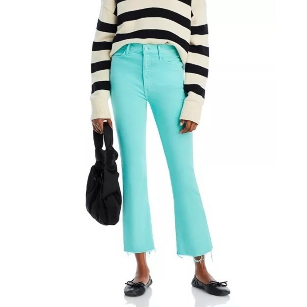 Mother Jeans Women's 30 Cascade The Hustler High Rise Frayed Flare Leg Ankle